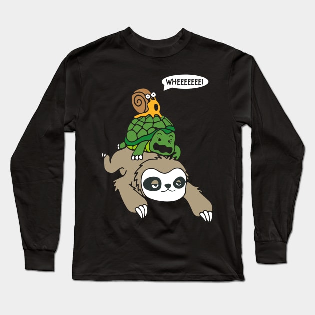 Sloth-Turtle-Snail Piggyback'merch Long Sleeve T-Shirt by Fidelmadika_shop